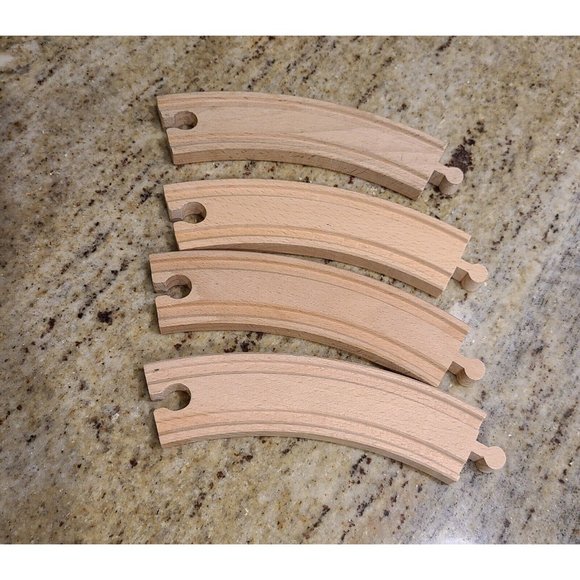 Lot of 4 Pieces Of Wooden Curved Train Track 6.75" Works W/ Thomas & BRIO - Picture 2 of 5